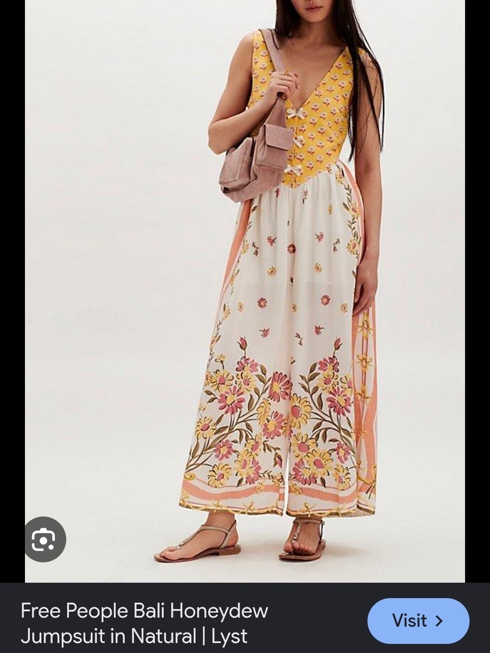 Free People Bali Honeydew Yellow and Cream Jumpsuit Romper Maxi